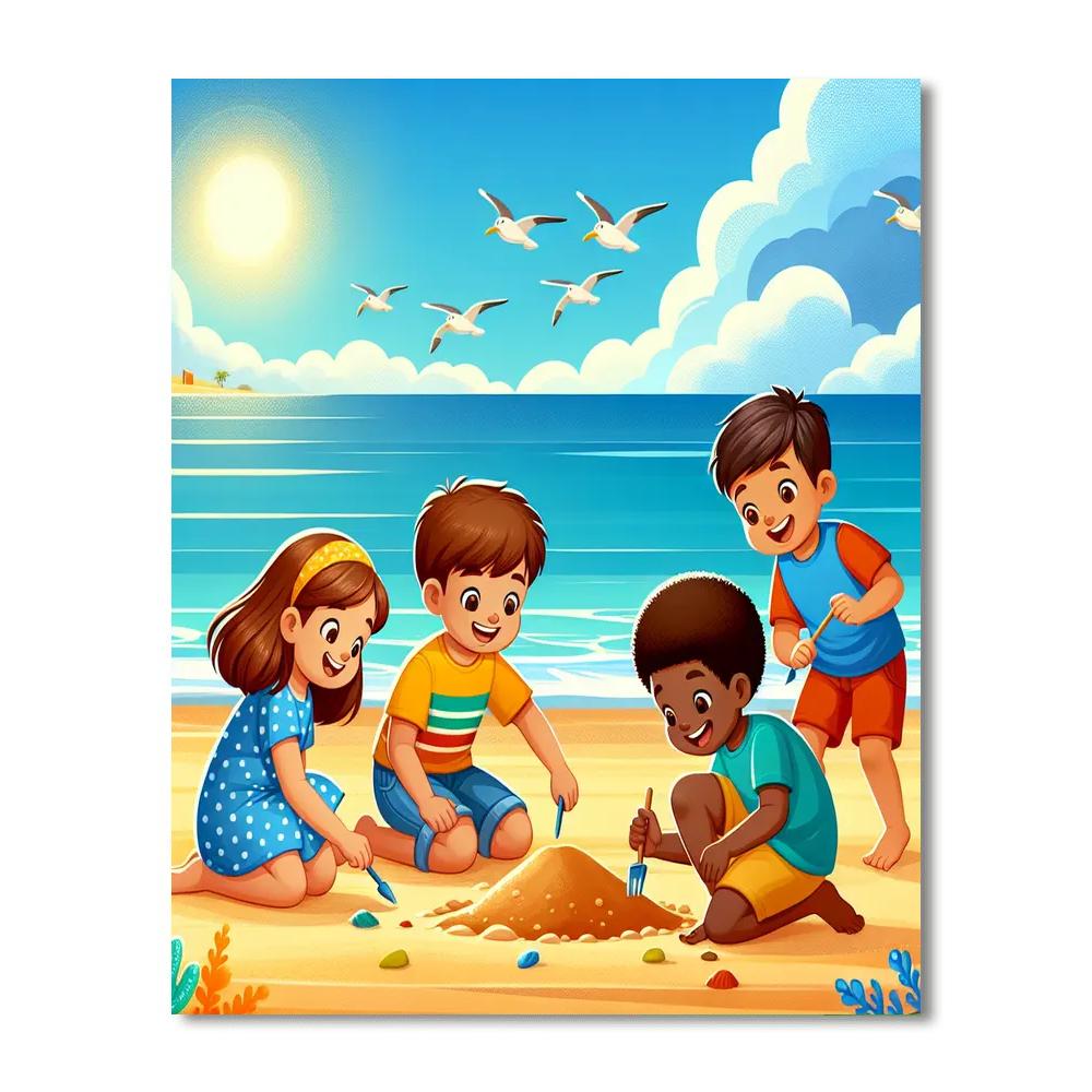 Sandy Beach Treasure Hunt Number Painting