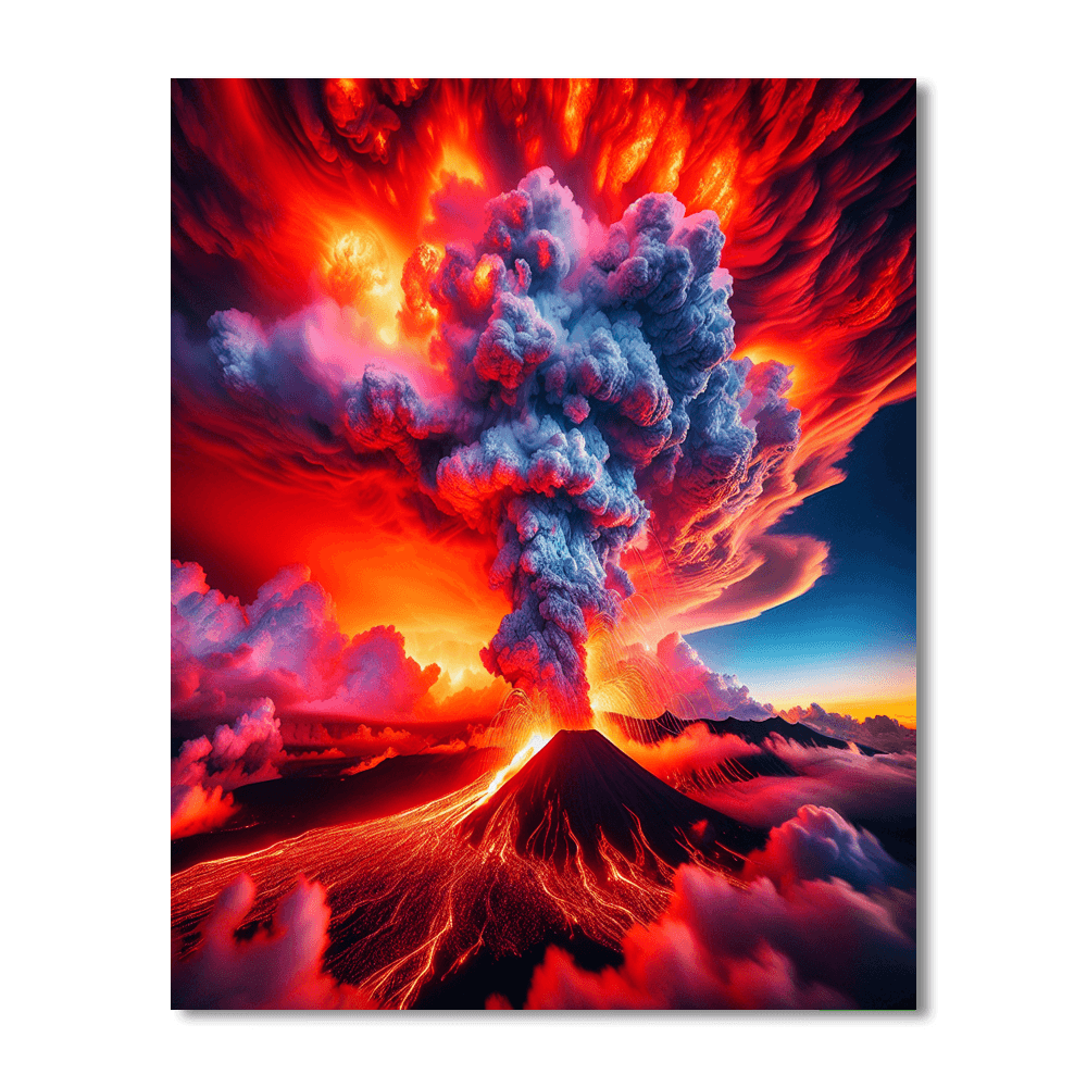 Fiery Volcano Landscape Paint By Numbers
