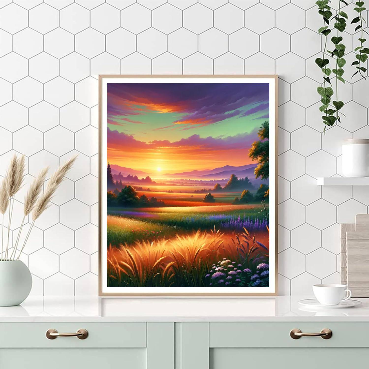 Tranquil Sunset Over Fields Paint By Number