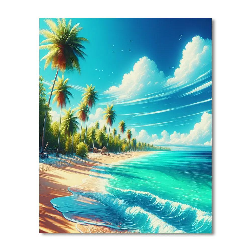 Serene Tropical Beach Retreat Paint By Color