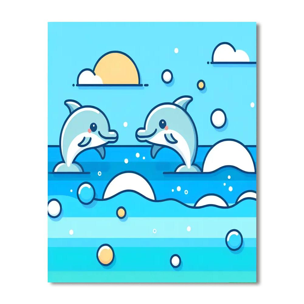 Dolphins' Dance Delight Painting Number Kit