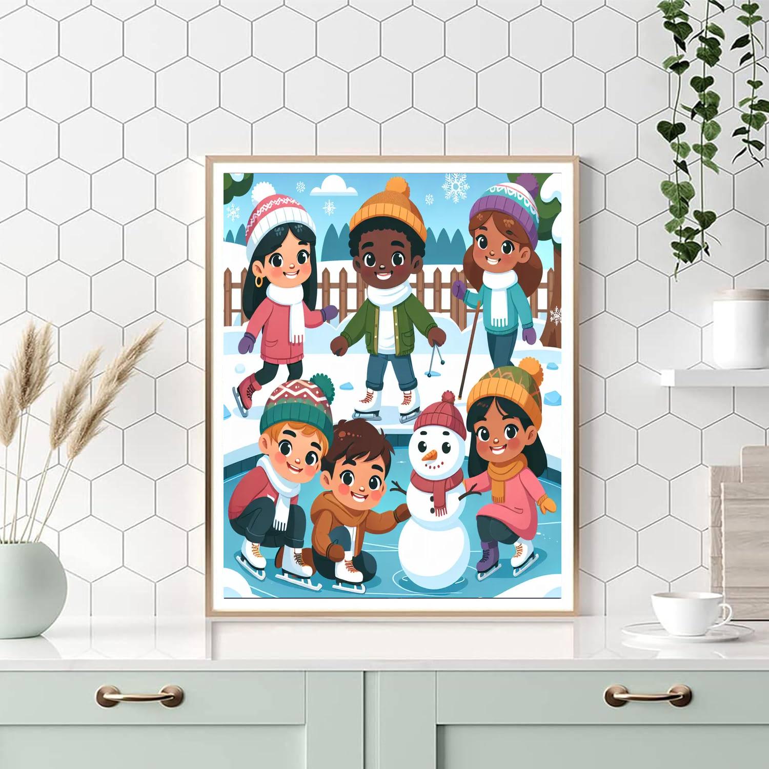 Whimsical Winter Activities Number Painting