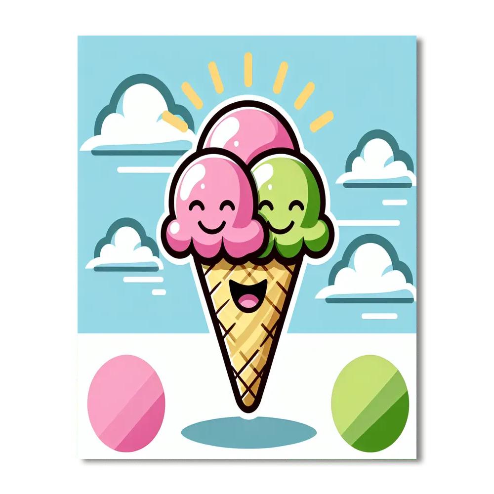 Sunny Ice Cream Cone Paint By Numbers Art