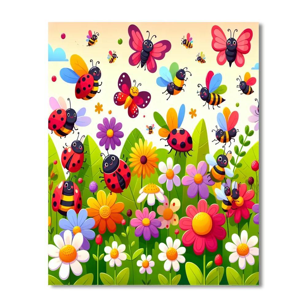 Whimsical Bug Friends Paint By Numbers Art