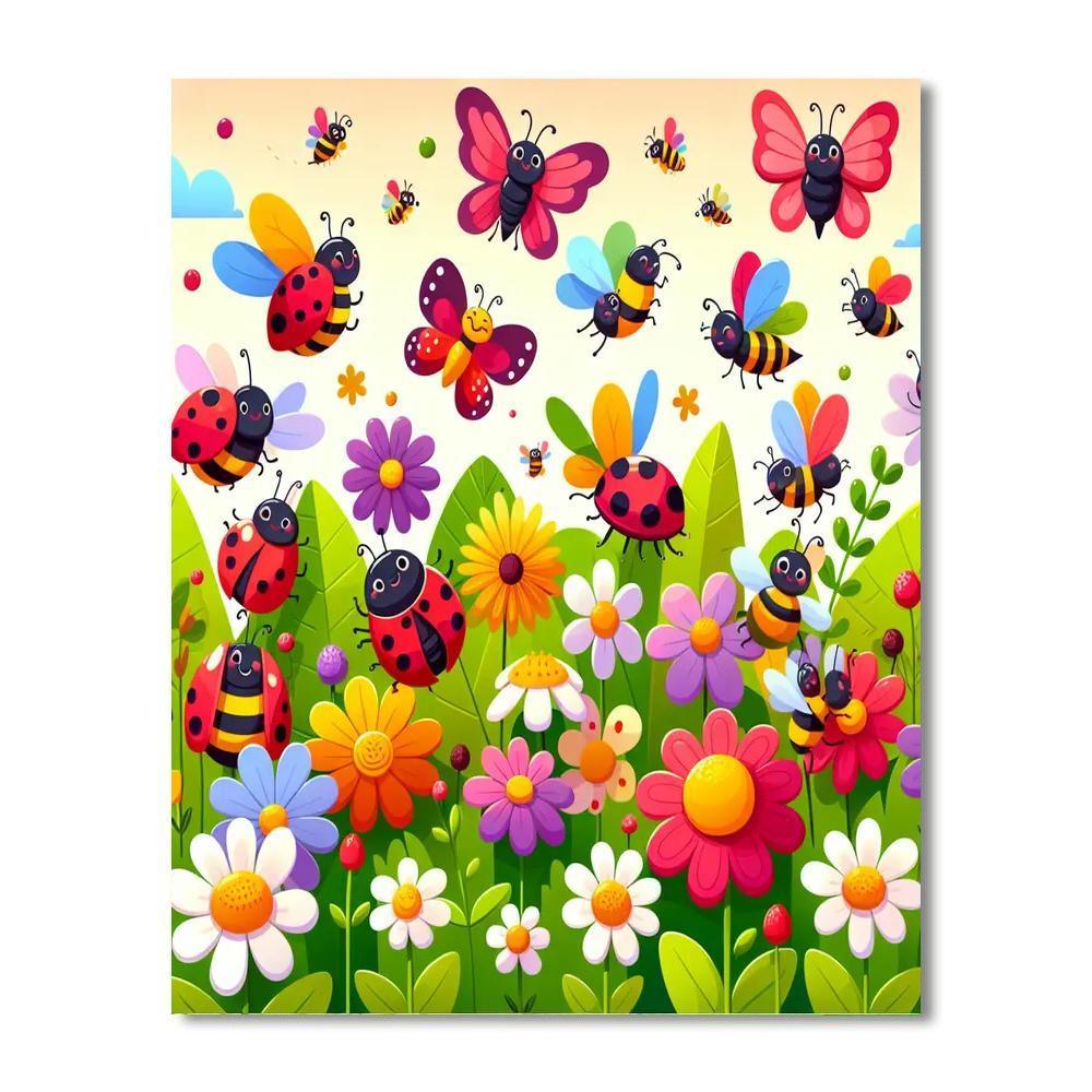 Whimsical Bug Friends Paint By Numbers Art