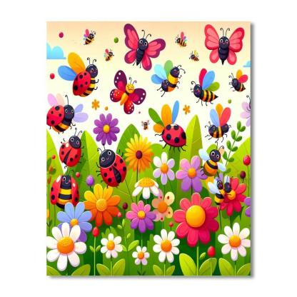 Whimsical Bug Friends Paint By Numbers Art