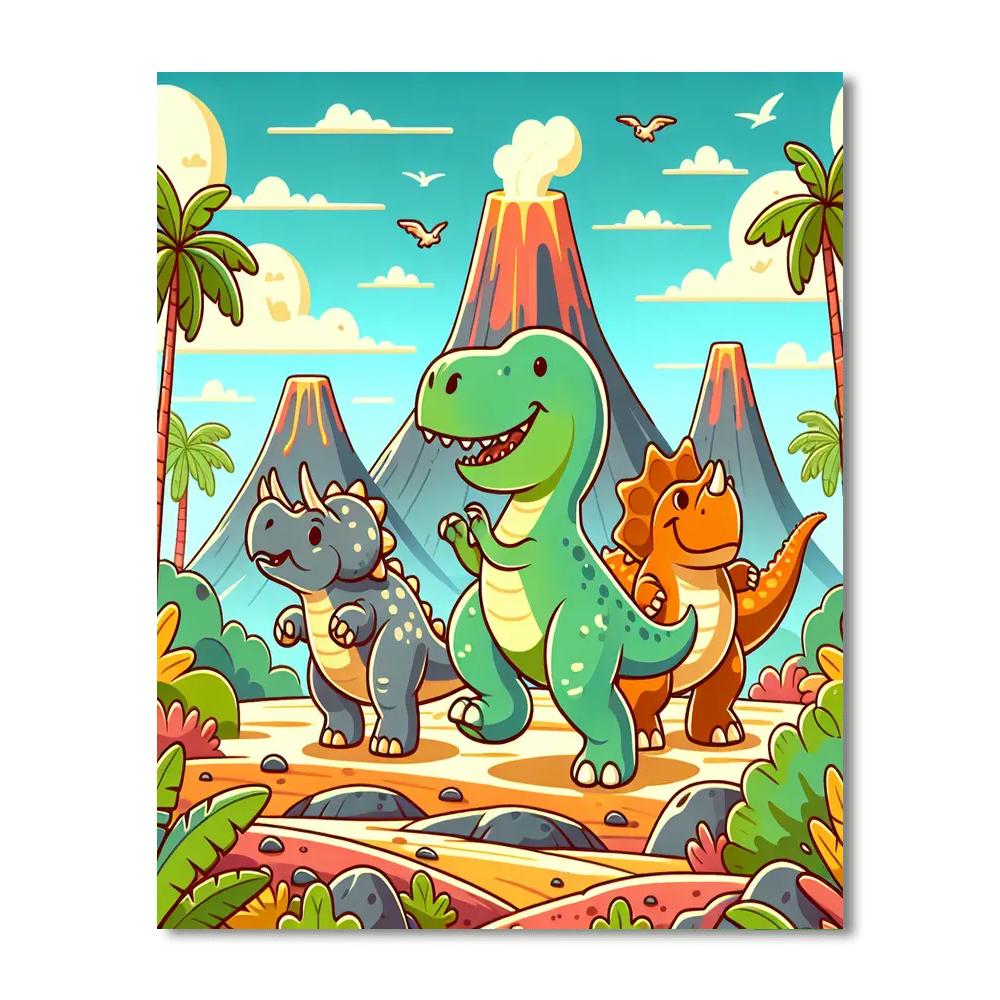 Whimsical Dino Land Paint By Numbers