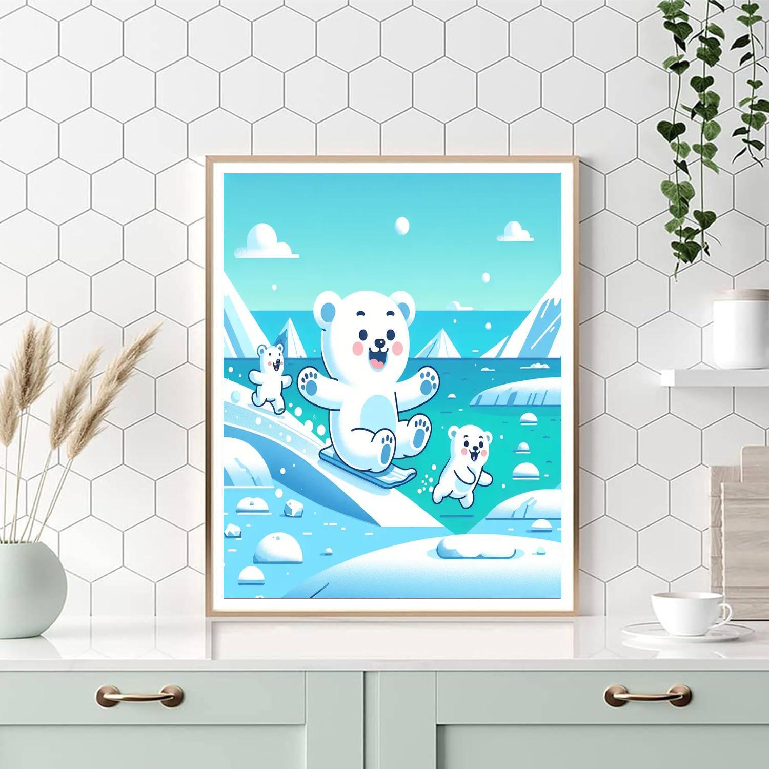 Playful Polar Bear Playground Painting Number Kit