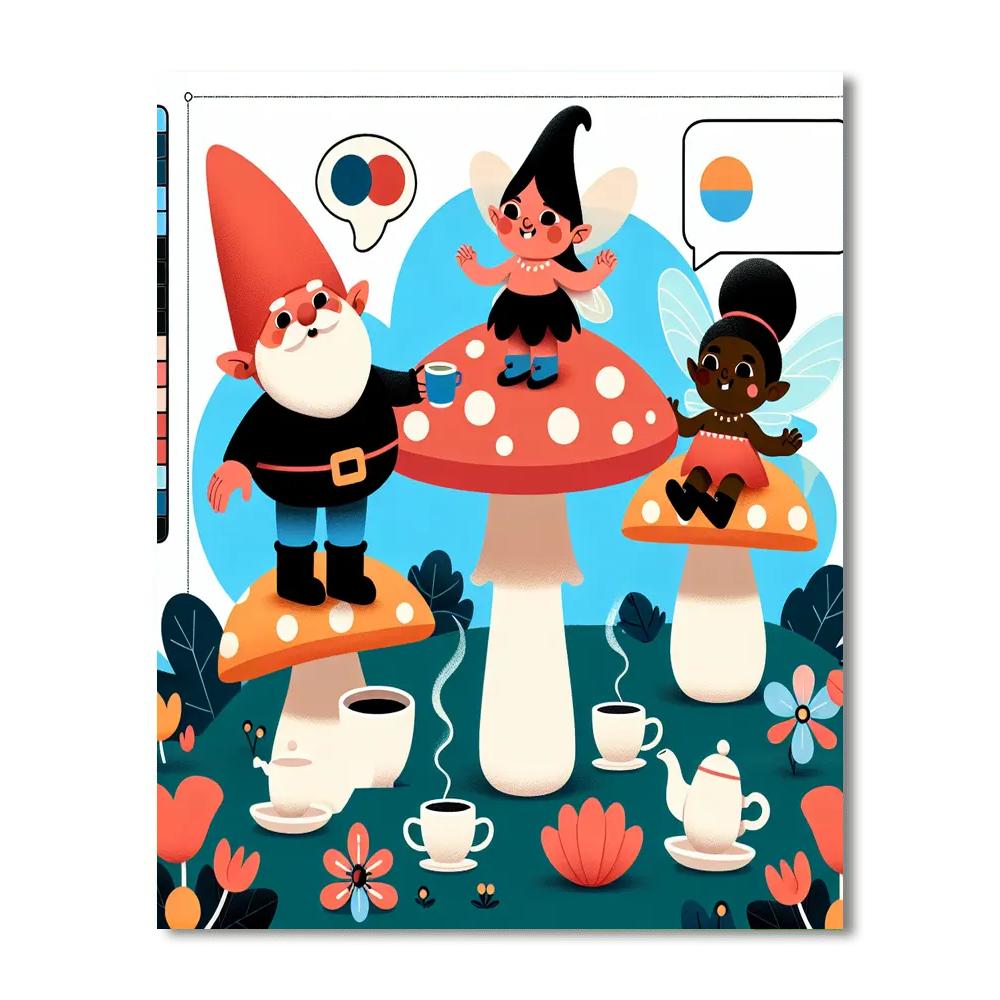 Twirling Toadstool Tea Party Numbered Painting Kits