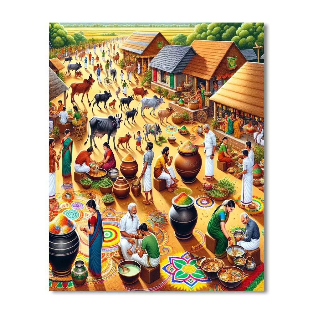 Pongal Festival - Tamil Nadu, India Painting Number Kit