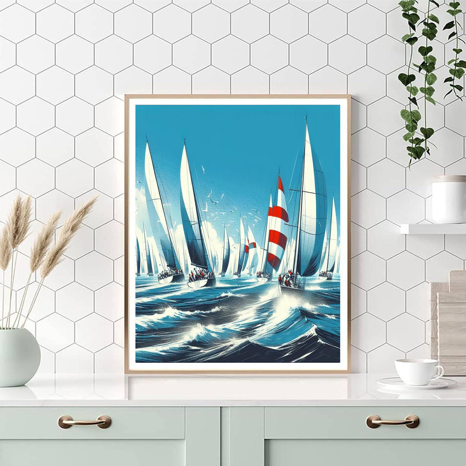 Nautical Sailboat Regatta Painting By Numbers Kit