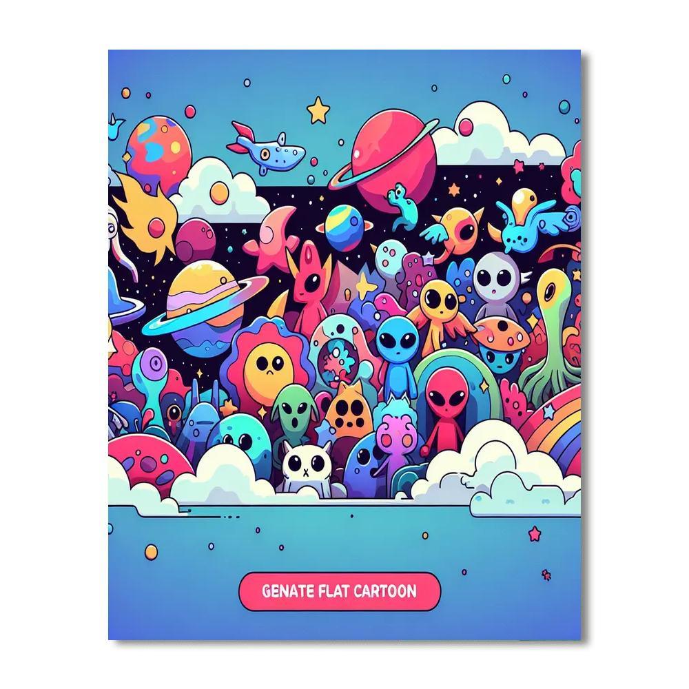 Galactic Voyage With Cosmic Creatures Painting By Numbers Kit