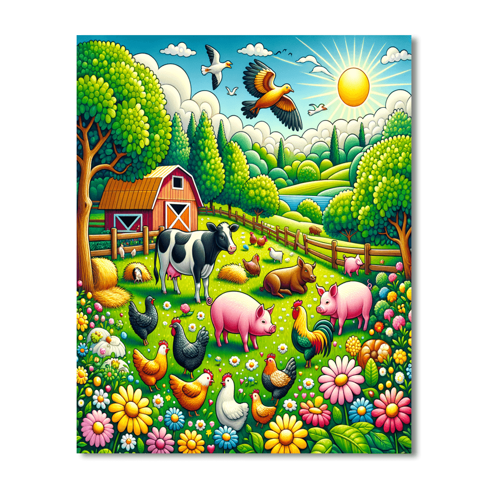 Playful Farm Friends DIY Paint By Numbers