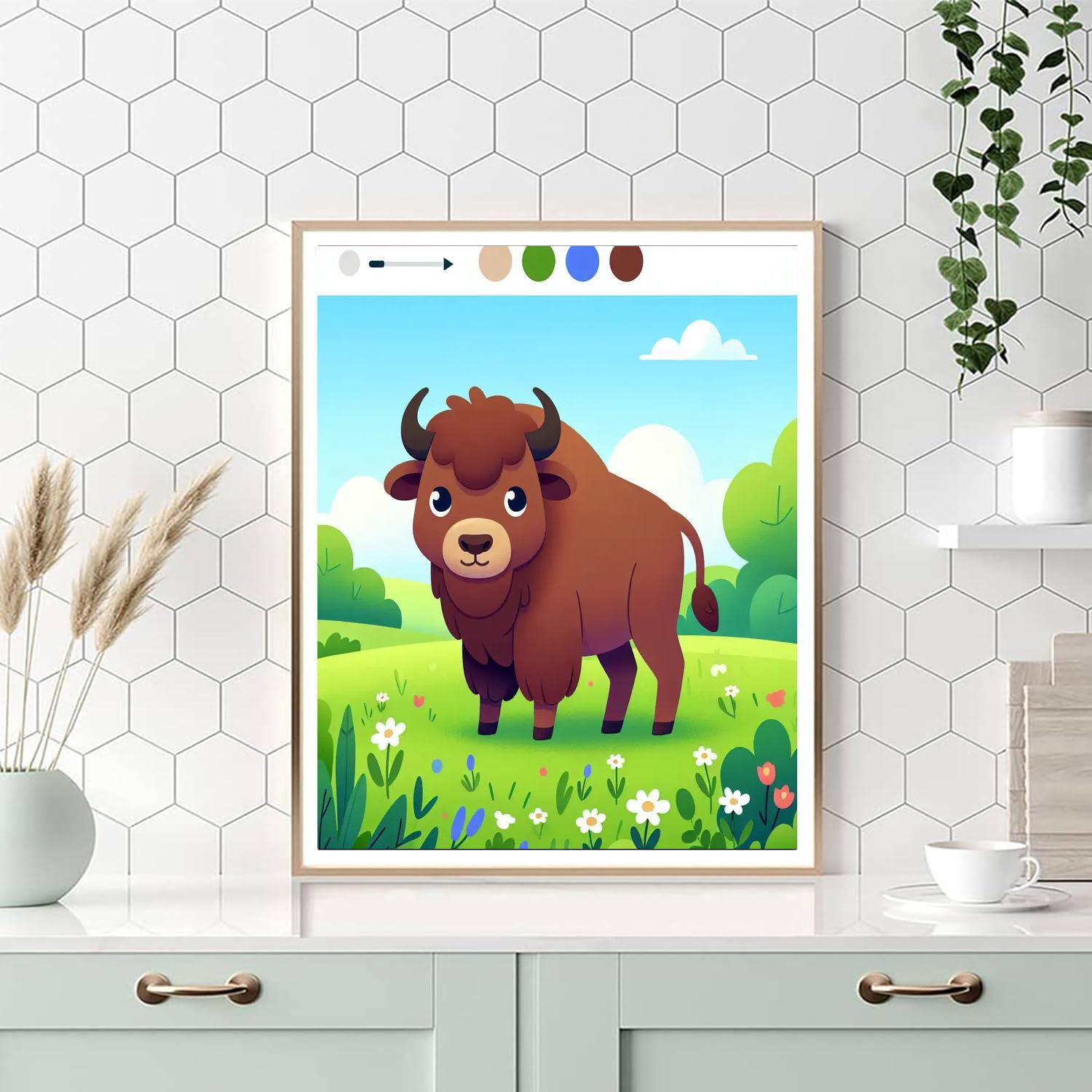 Curious Bison Paint By Numbers Art