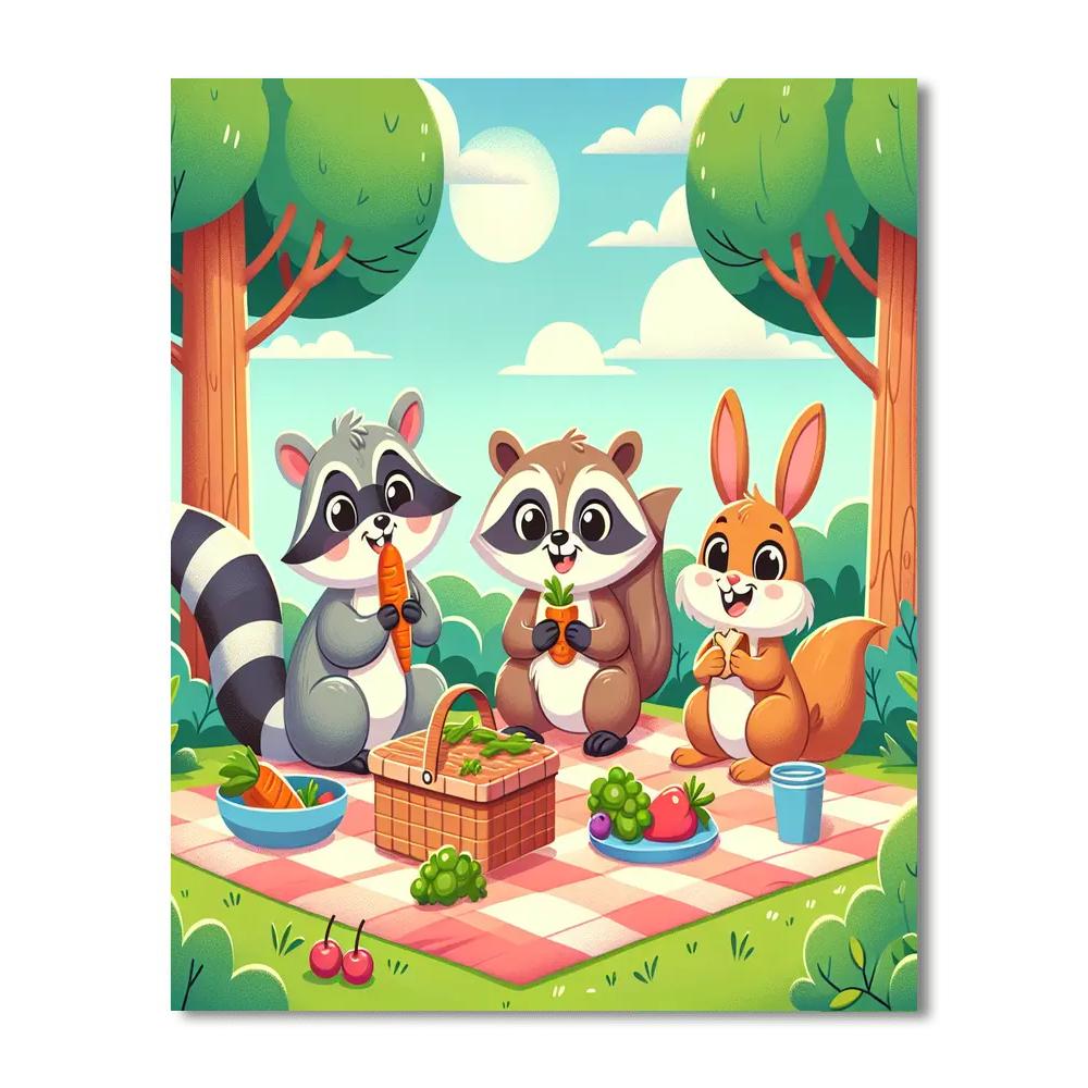 Playful Forest Picnic Numbered Painting Kits