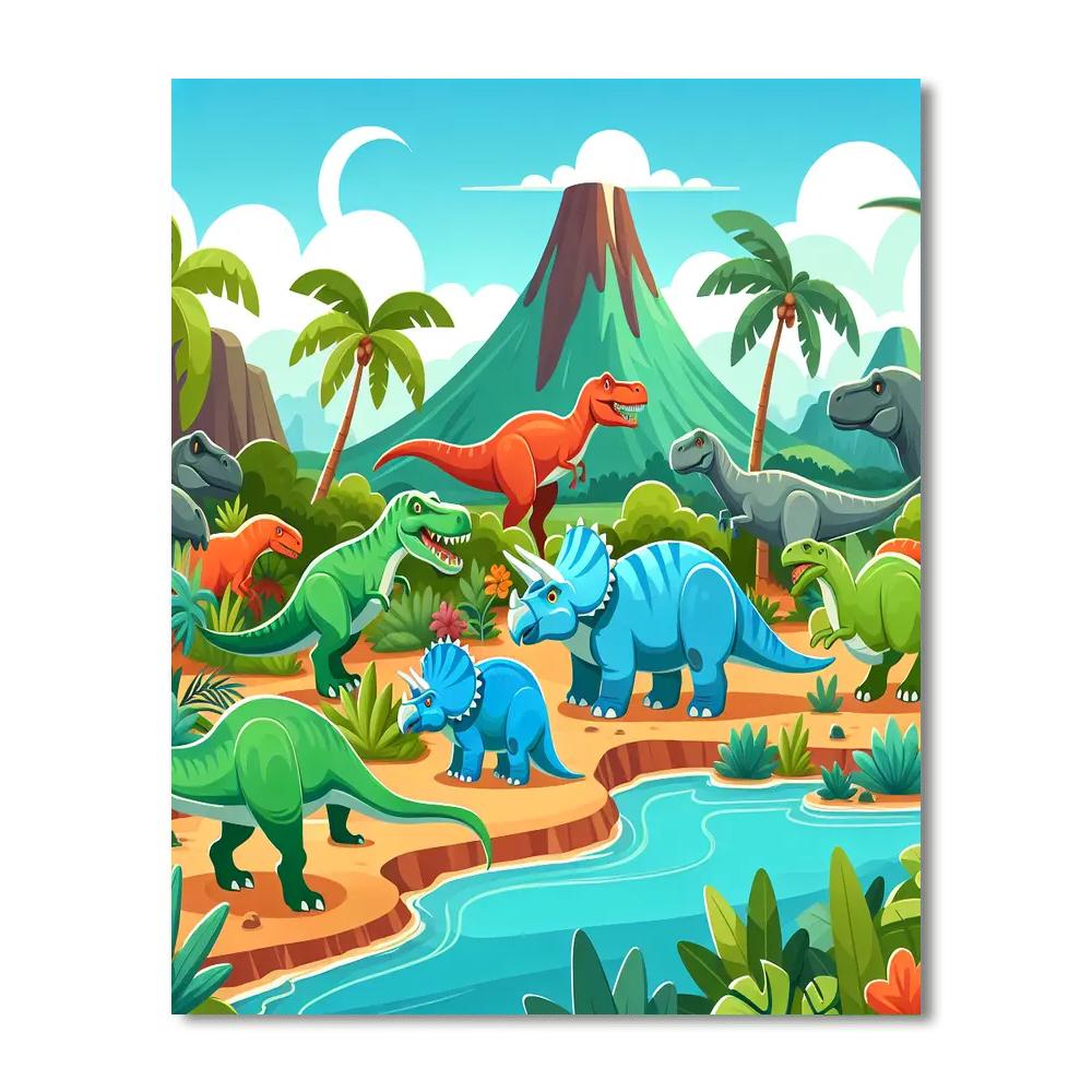 Colorful Dinosaur Safari Painting Number Kit