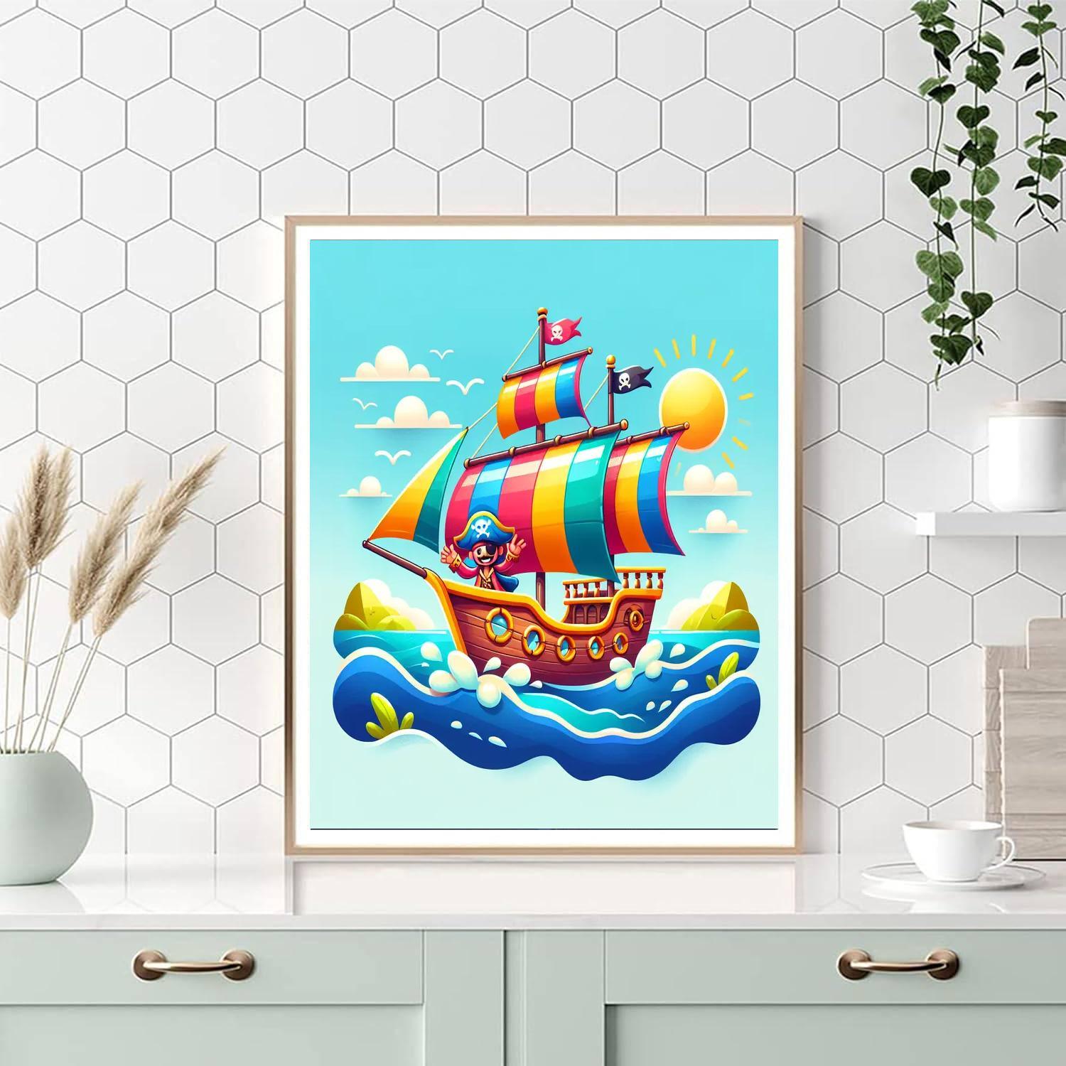 Daring Pirate Ship Paint By Numbers Art