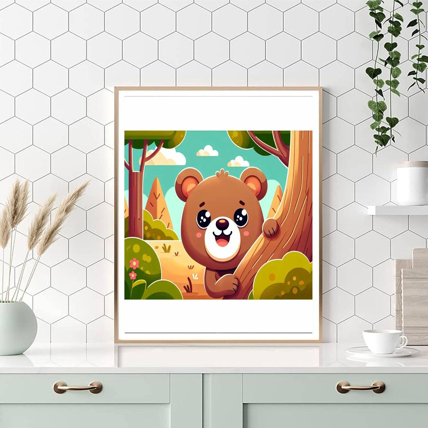 Curious Baby Bear DIY Paint By Numbers