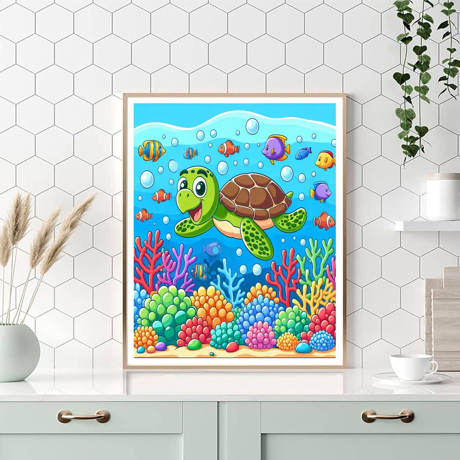 Sporty Turtle Number Painting