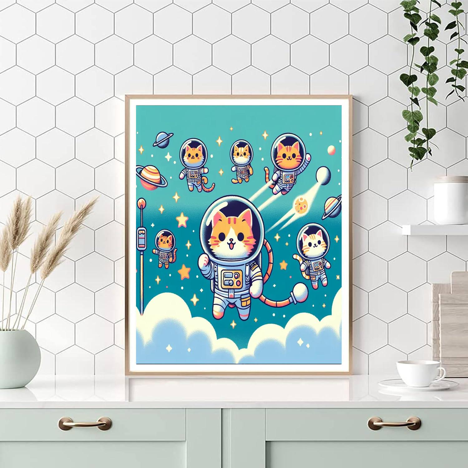Cosmic Kitten Explorers Number Painting