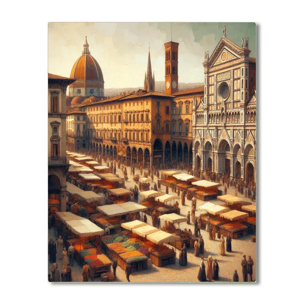 Bustling Italian Piazza Number Painting