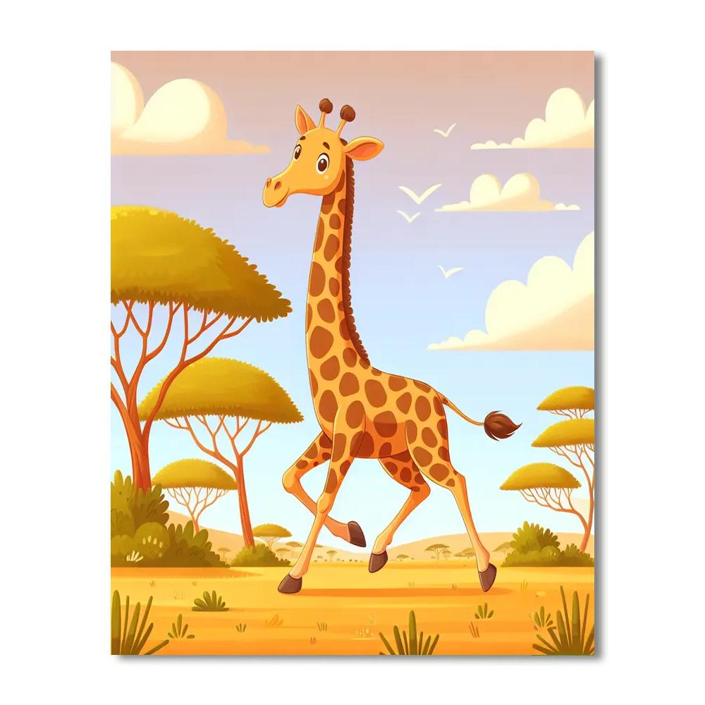 Giraffe's Grand Adventure Number Painting