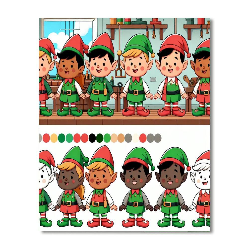 Merry Elf Workshop Paint By Color