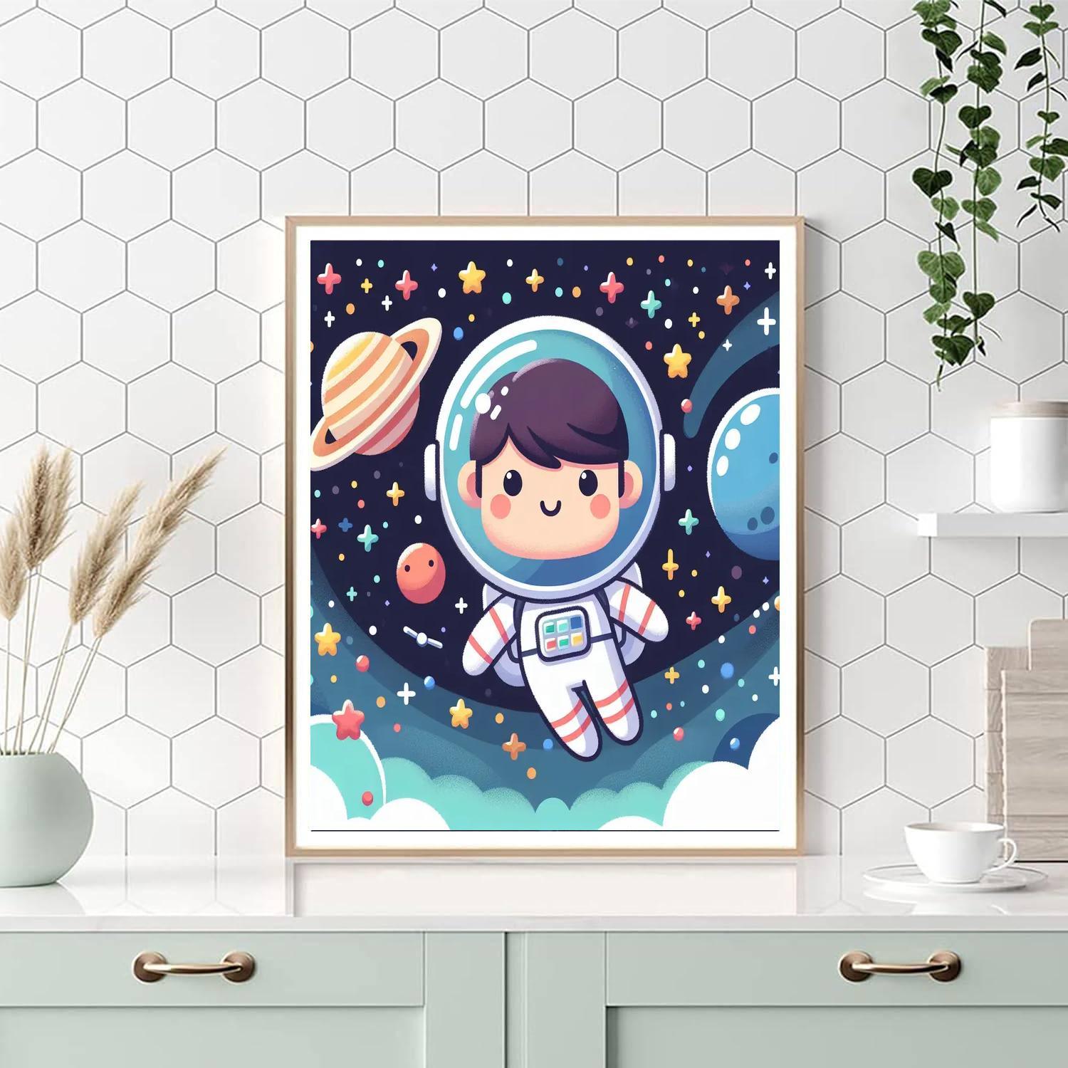 Astronaut's Cosmic Adventure DIY Paint By Numbers
