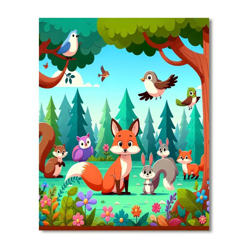 Friendly Woodland Gathering Painting By Numbers Kit