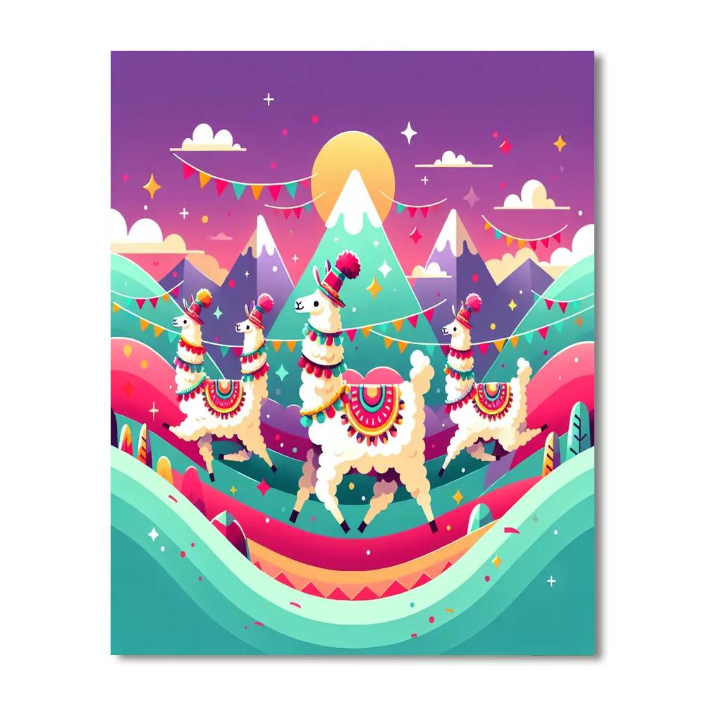 Lively Llama Parade Paint By Numbers