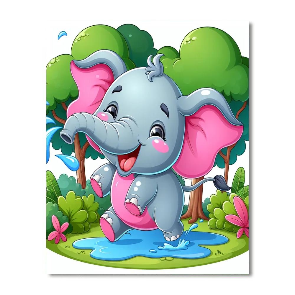 Whimsical Elephant Number Painting