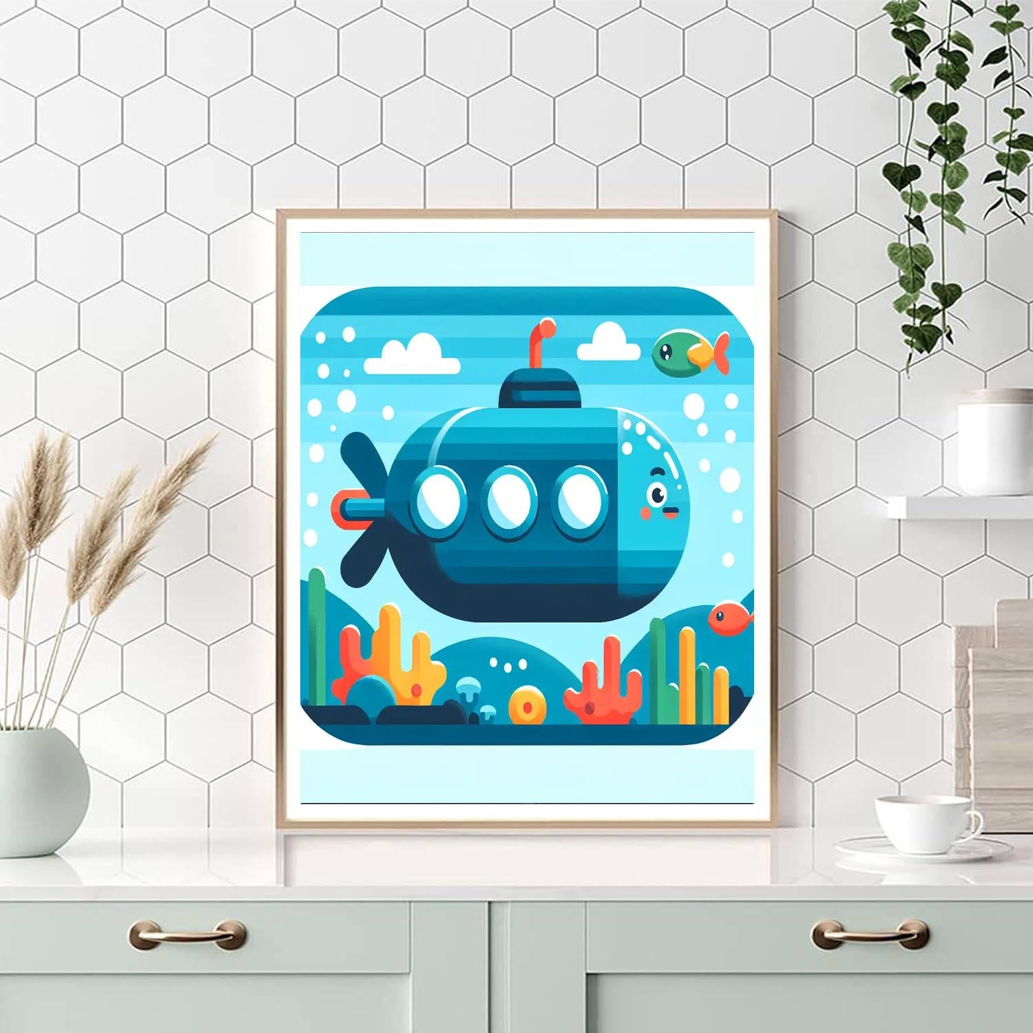 Daring Submarine Mission Number Painting