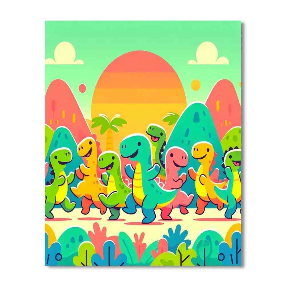 Delightful Dinosaur Dance Paint By Color