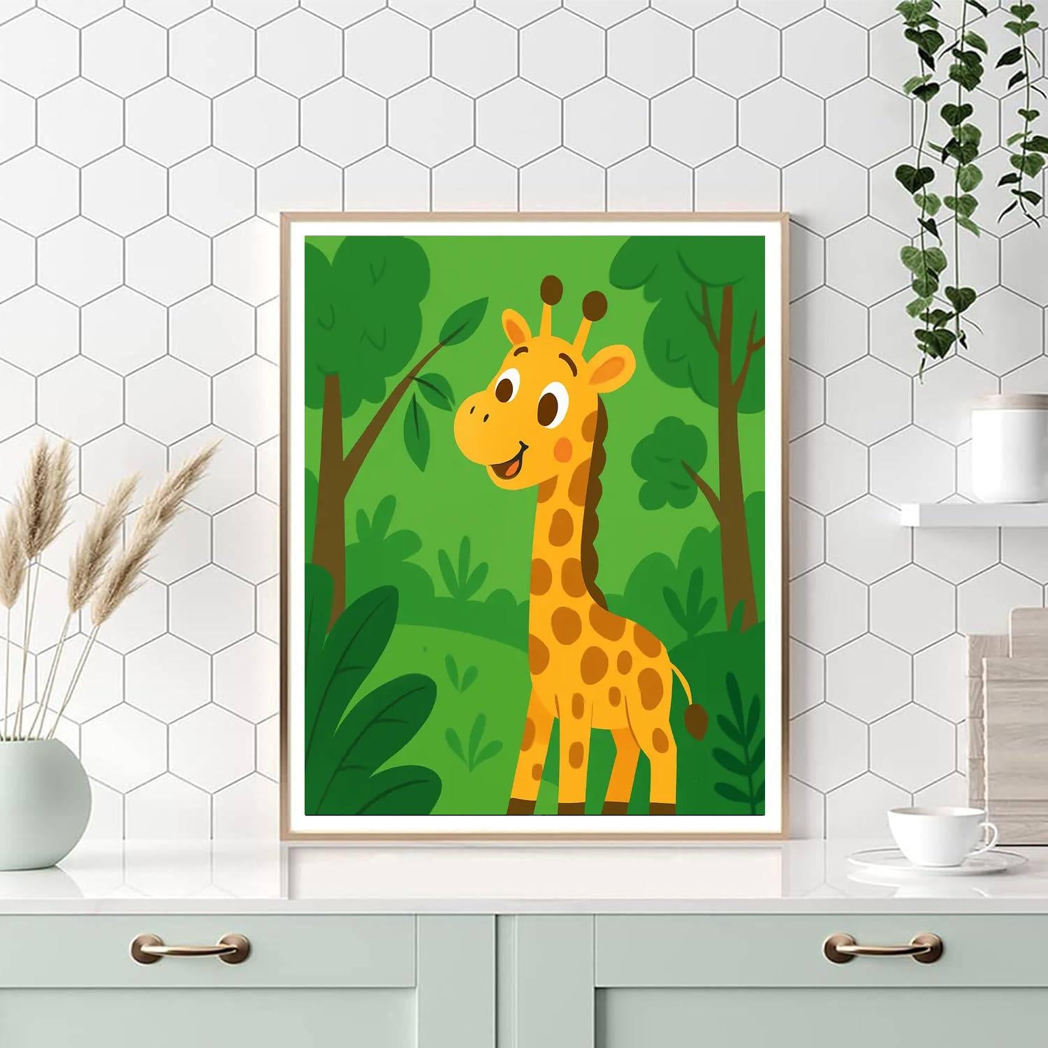 Giraffe In The Jungle Painting By Numbers Kit
