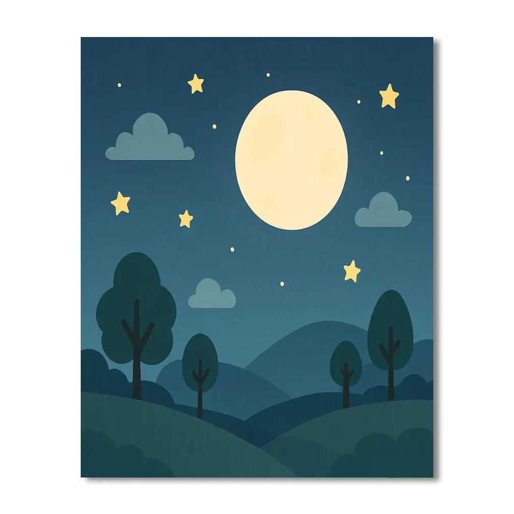 Peaceful Moonlit Night Paint By Color