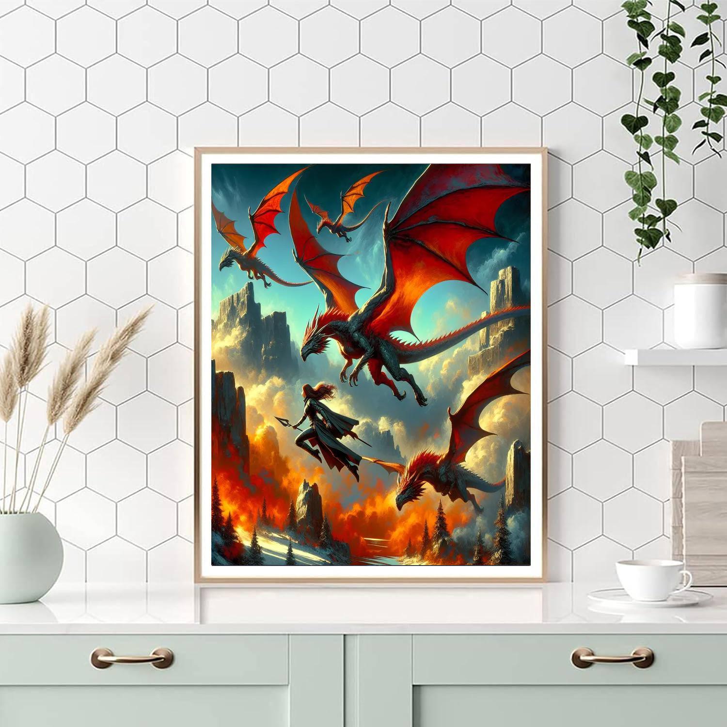 Fantasy Dragon Rider Numbered Painting Kits