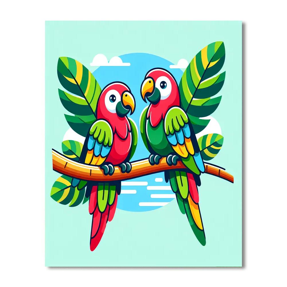 Perky Parrots Paint By Numbers Art