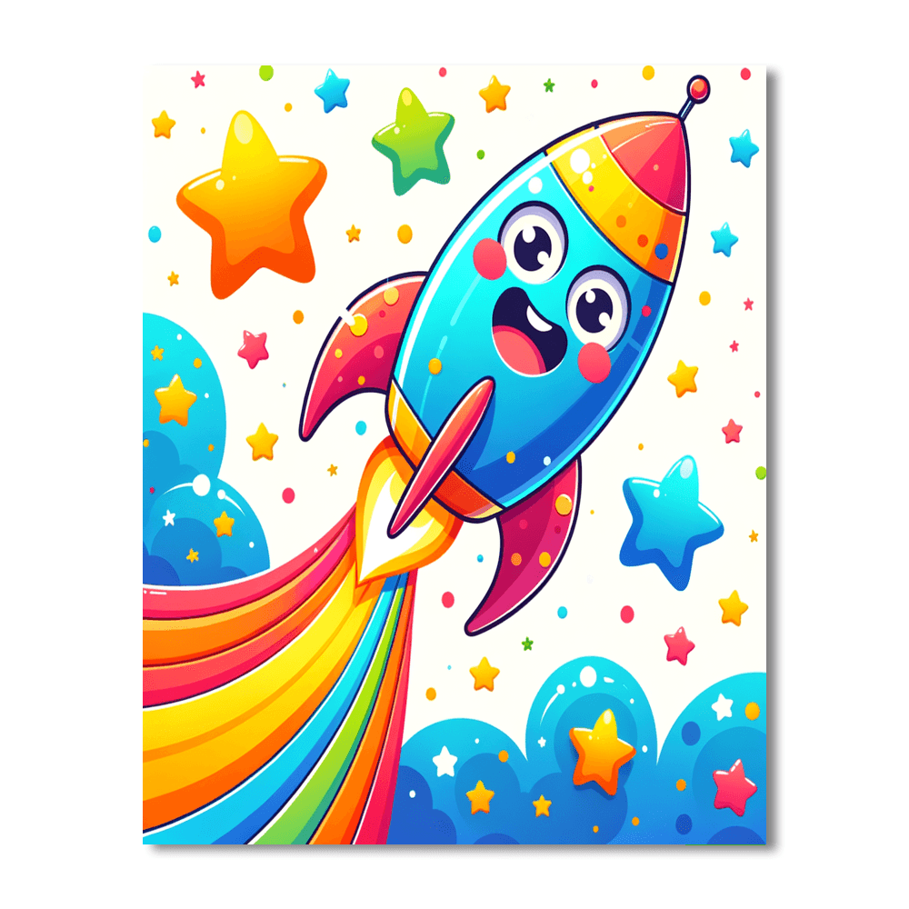 Rainbow Rocket DIY Paint By Numbers