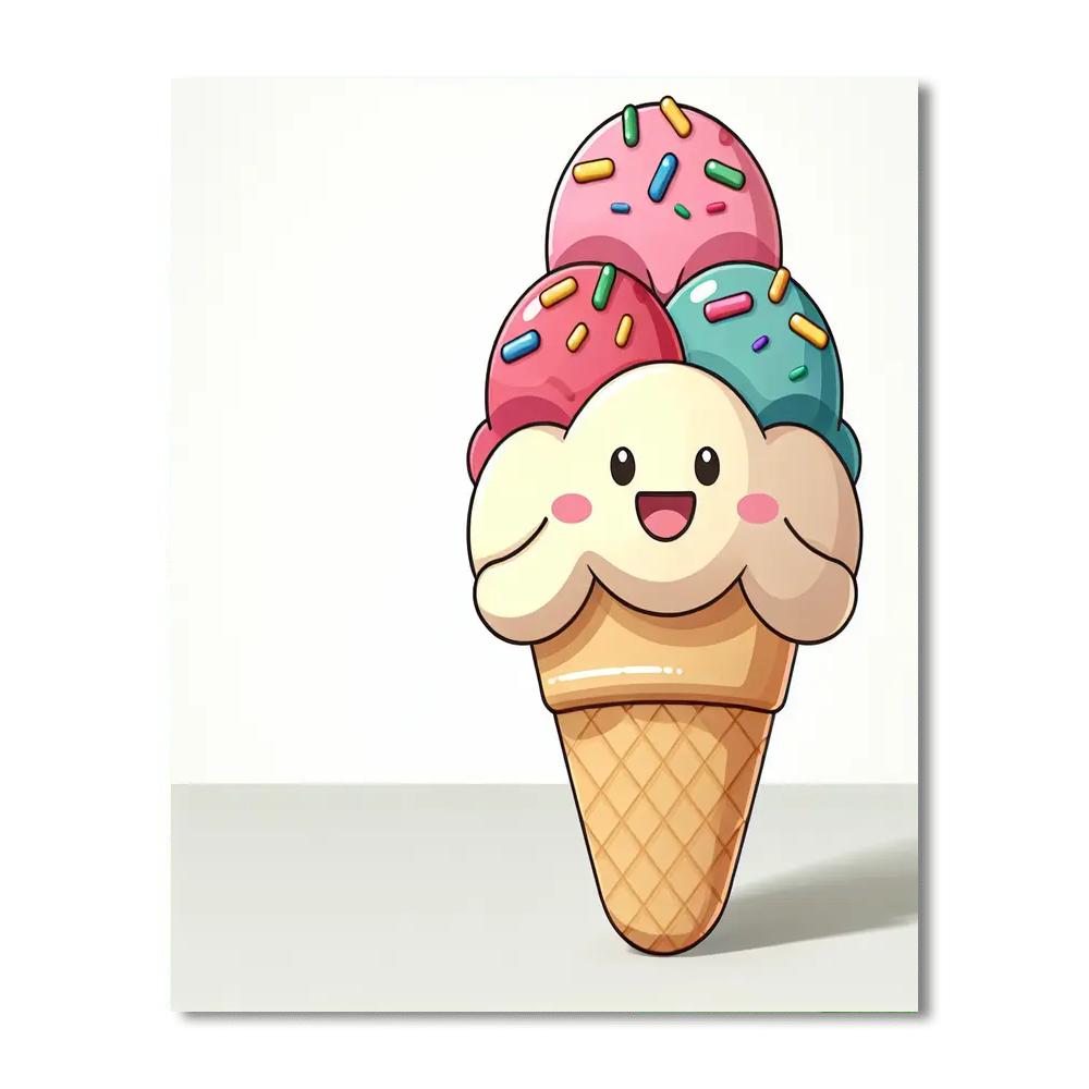 Cheerful Ice Cream Cone Paint By Numbers Kits