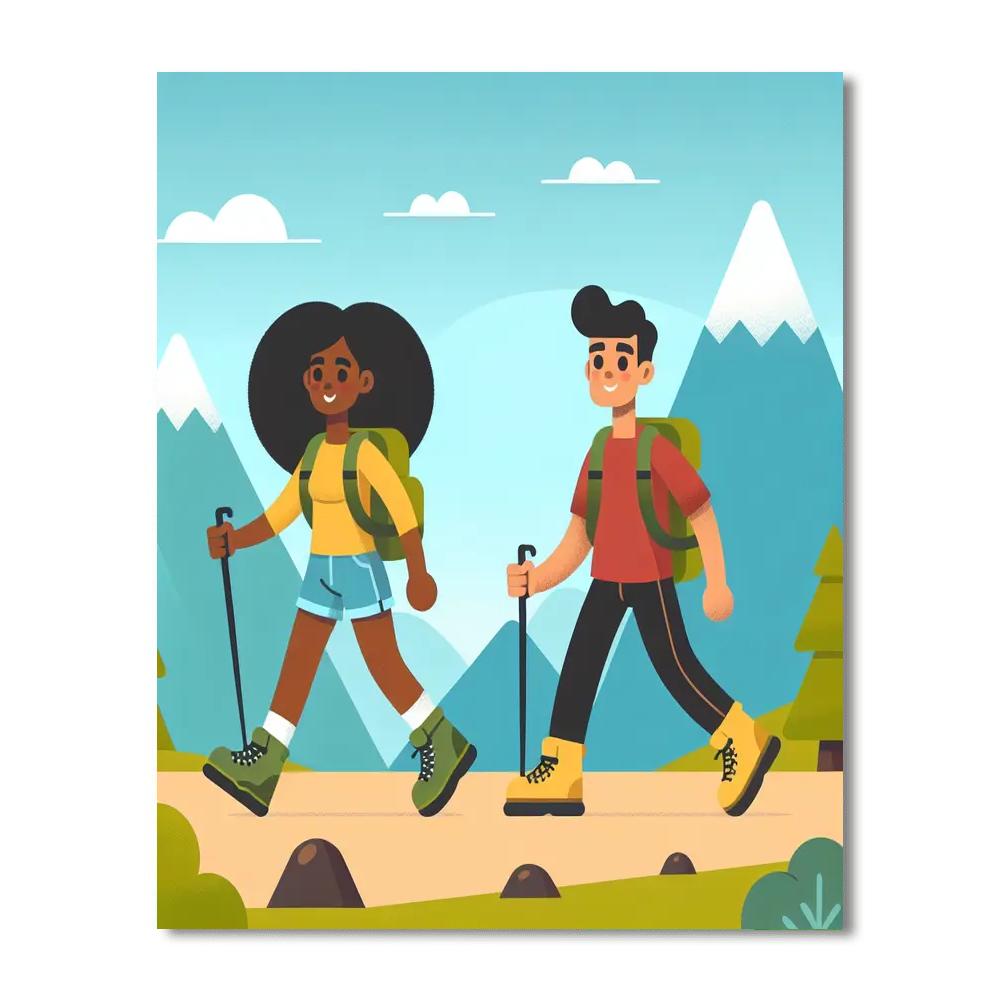 Happy Hikers' Mountain Adventure Painting Number Kit