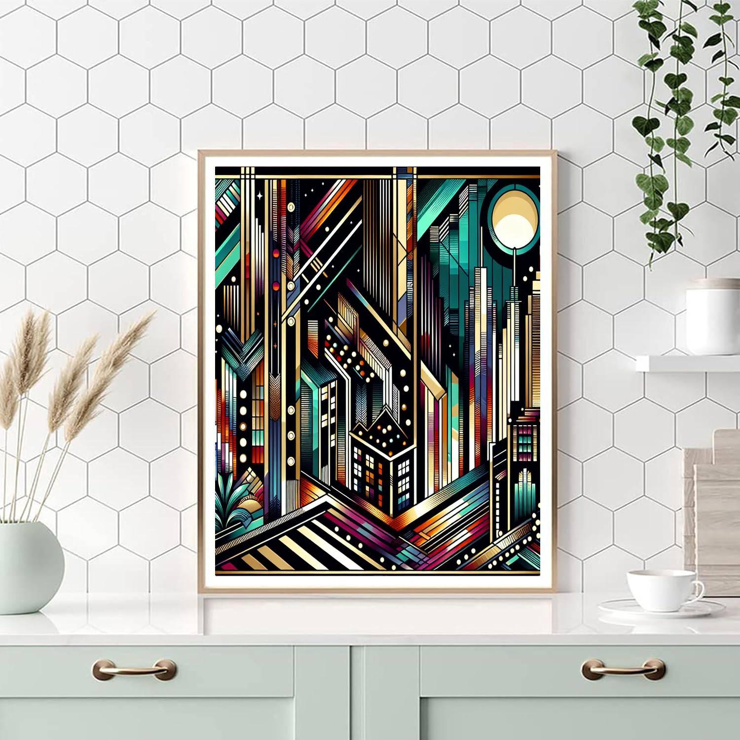 Art Deco City Nightlife Numbered Painting Kits