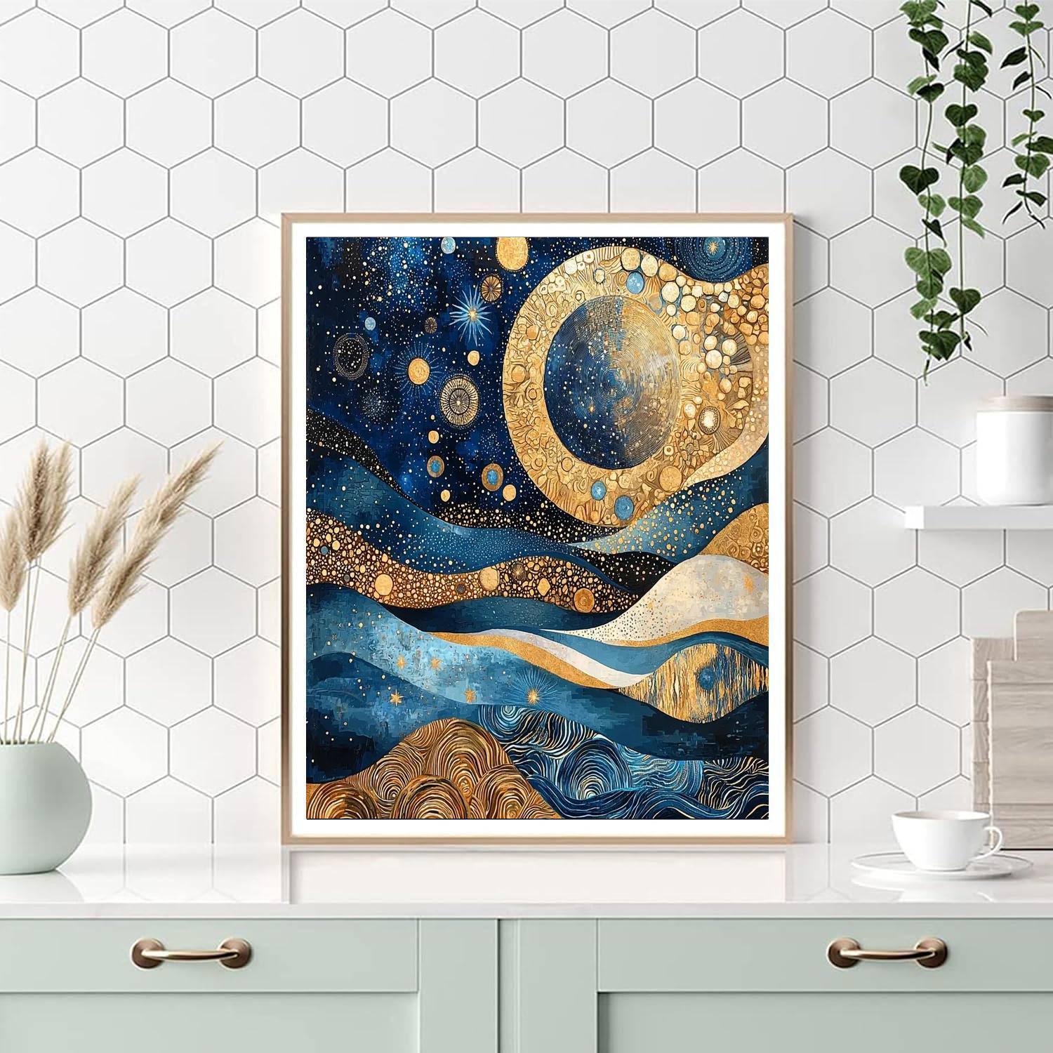 Gustav Klimt Inspired Astral Harmony Confluence  Painting By Numbers Kit