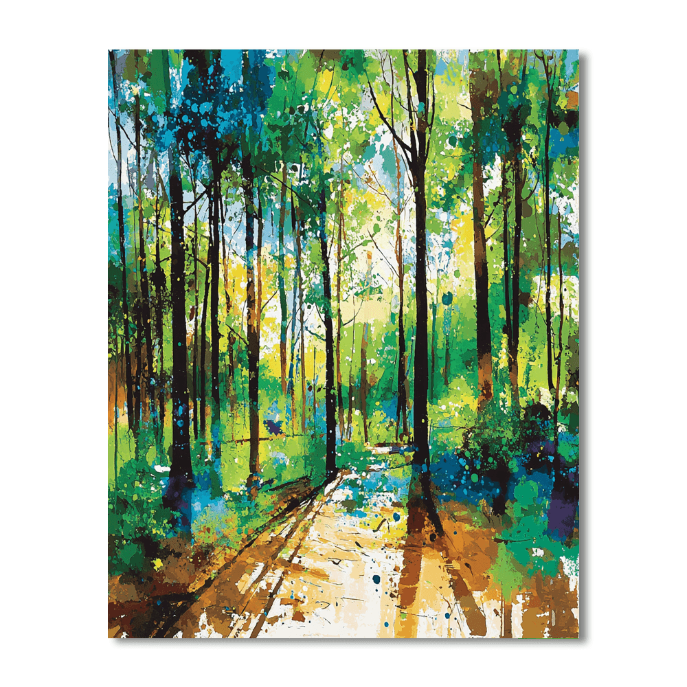 Jackson Pollock Inspired Abstract Woodland Symphony  Paint By Number