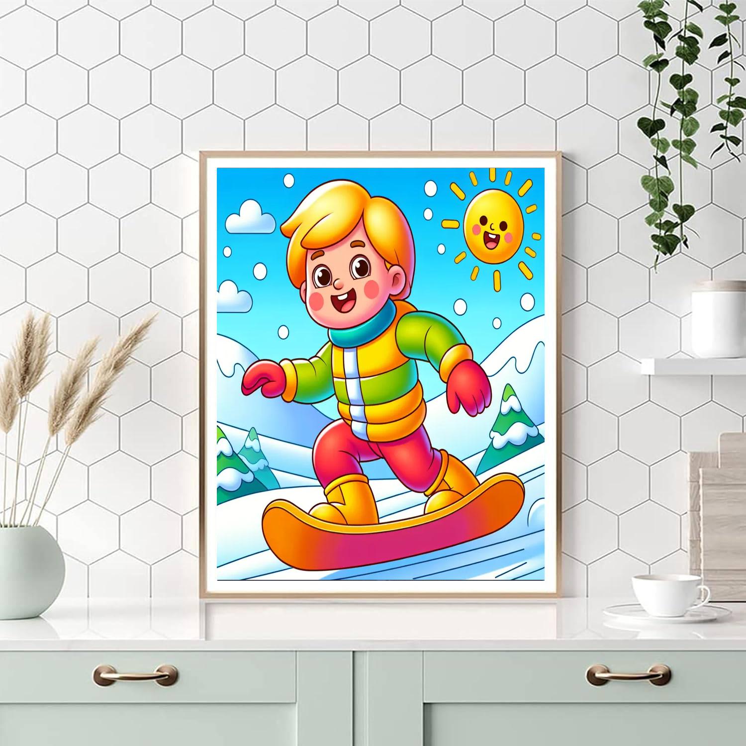 Sporty Snowboarder DIY Paint By Numbers