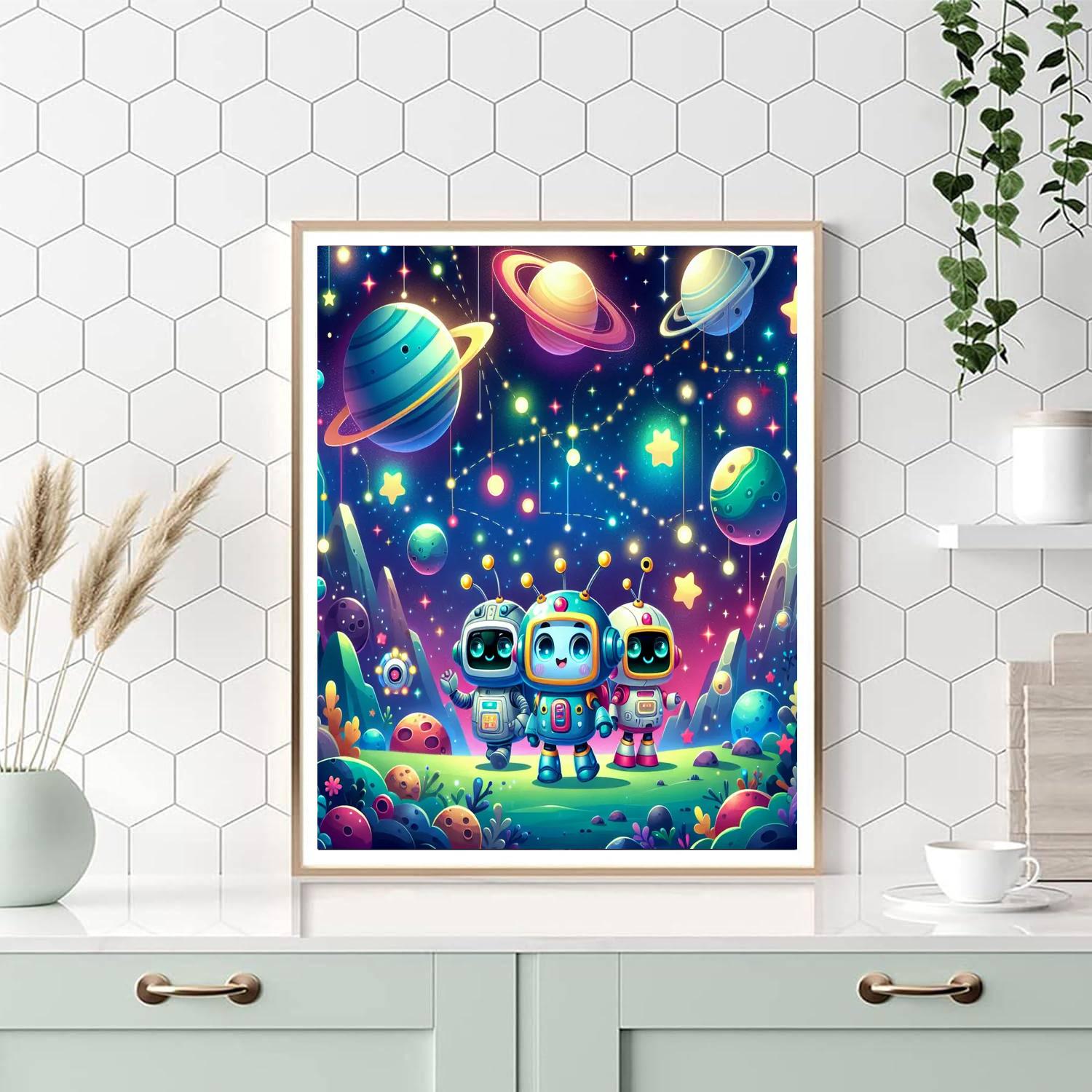 Space Robots Adventure Number Painting