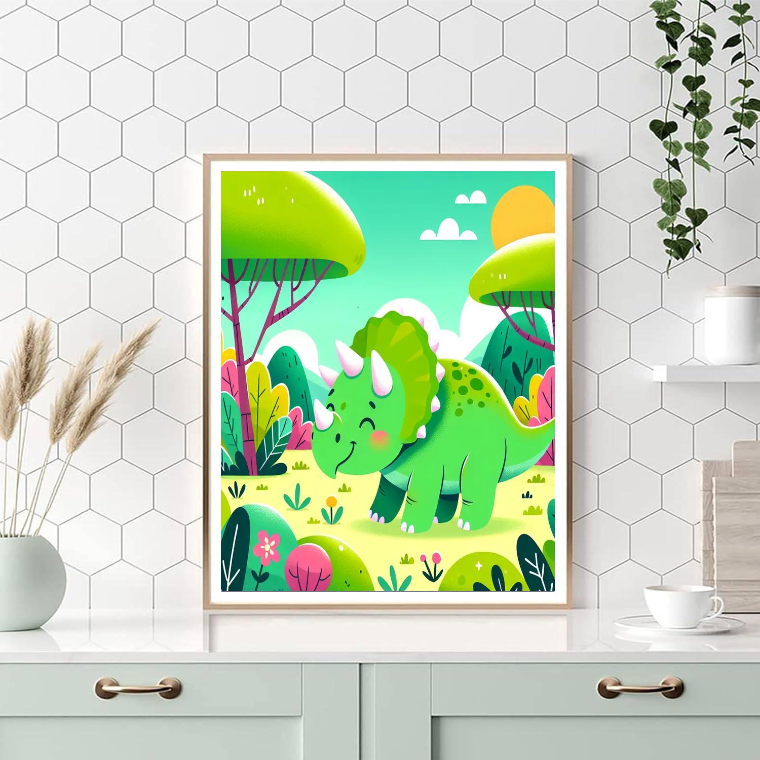 Exploring Triceratops Paint By Numbers Art