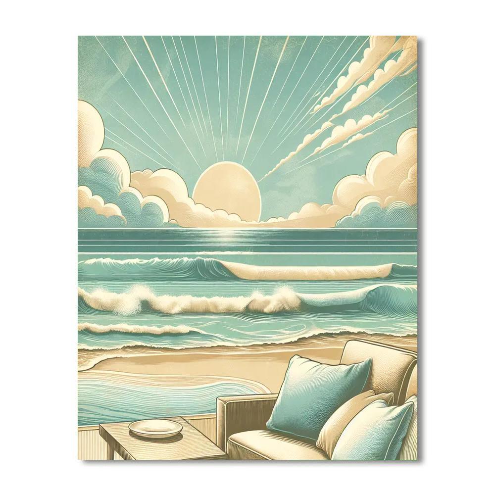 Serene Beach Oasis Paint By Numbers Art