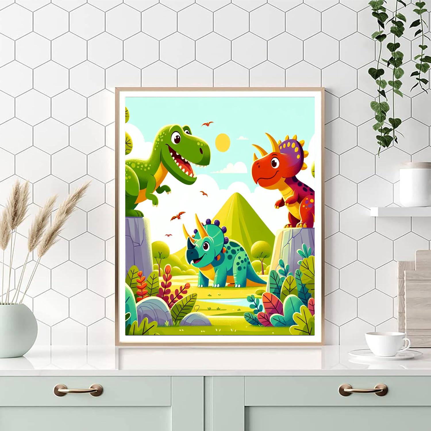 Dino World Exploration Numbered Painting Kits