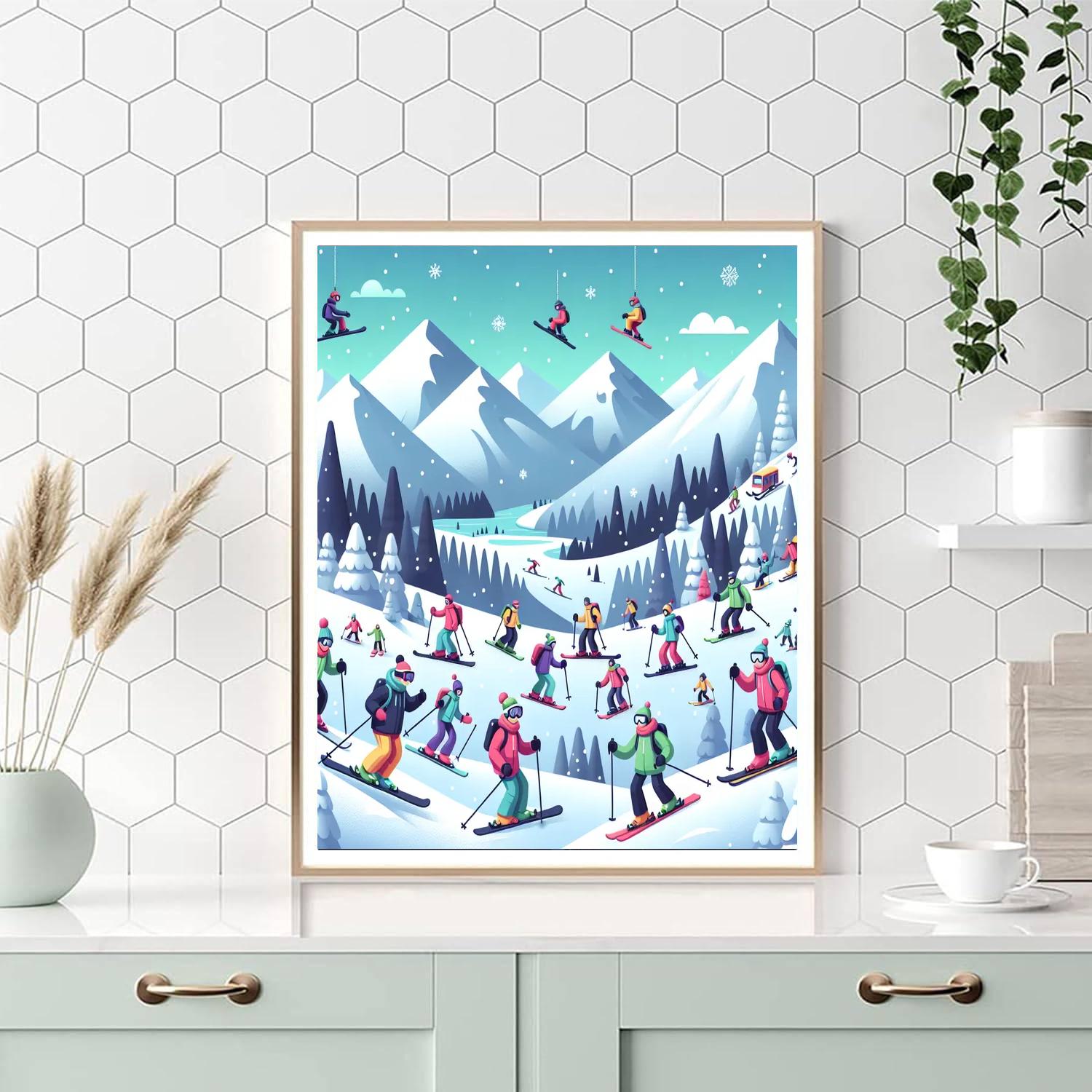 Ski Adventure On The Slopes Painting Number Kit