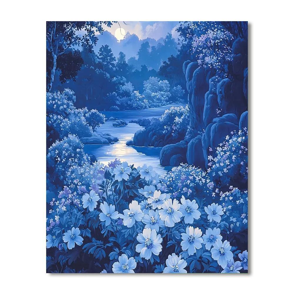 Utagawa Hiroshige Inspired Enchanted Evening Blossoms  Number Painting